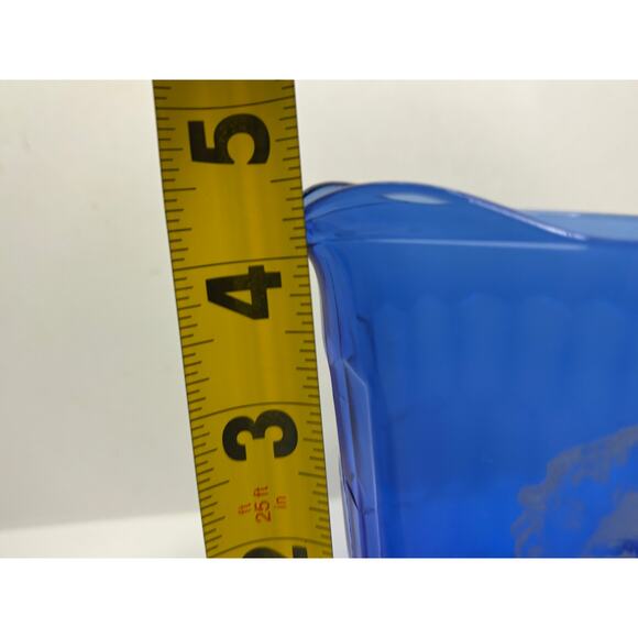 Vntg Shirley Temple Cobalt Blue Glass Creamer Small Milk Pitcher 30s Depression - Picture 5 of 7